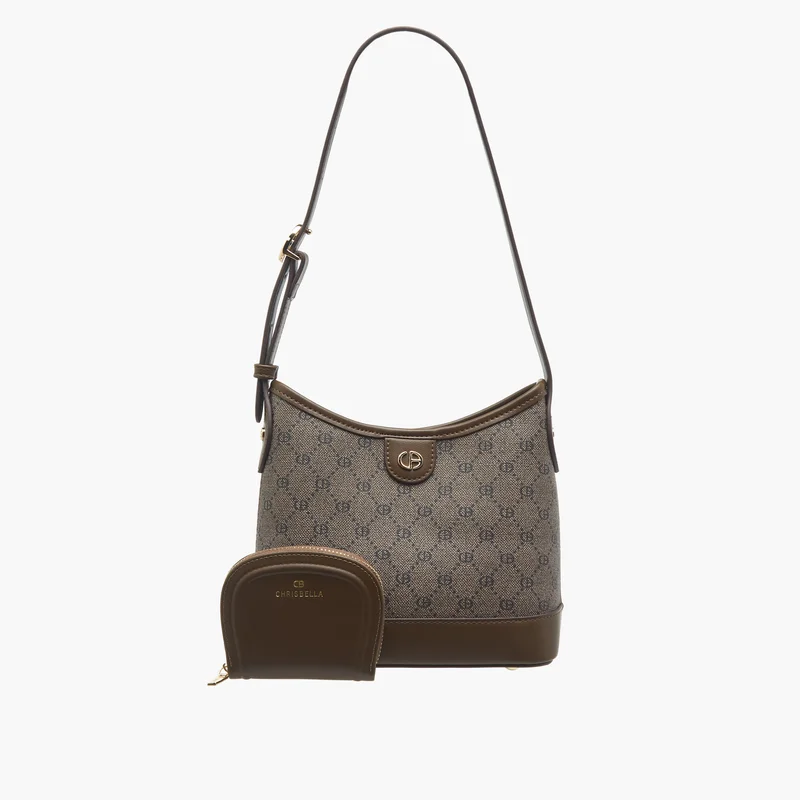 كريس بيلا Chrisbella Monogram Print Hobo Bag for Women